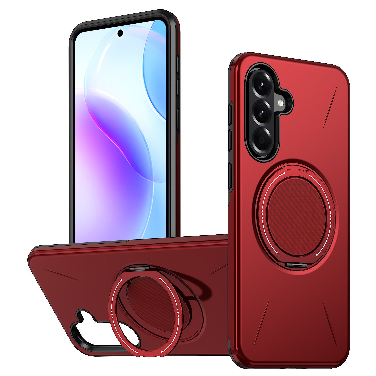 Reiko 360 Degree Rotating Magnetic Versatile Stand in red, compatible with Samsung A27